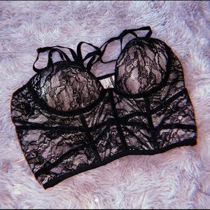 Black Lace Corset Crop